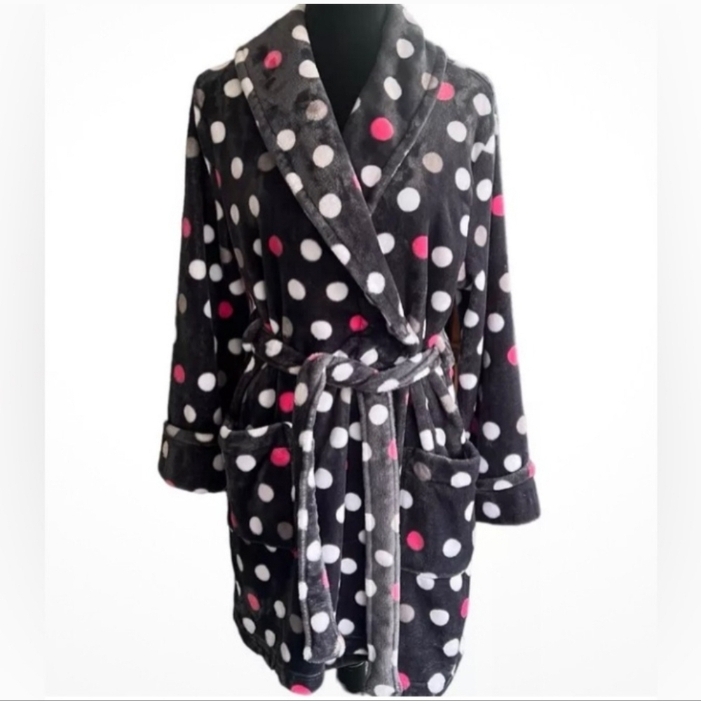 Sonoma ✨️ Women's Plush Midi Polka Dot Bathrobe Size M